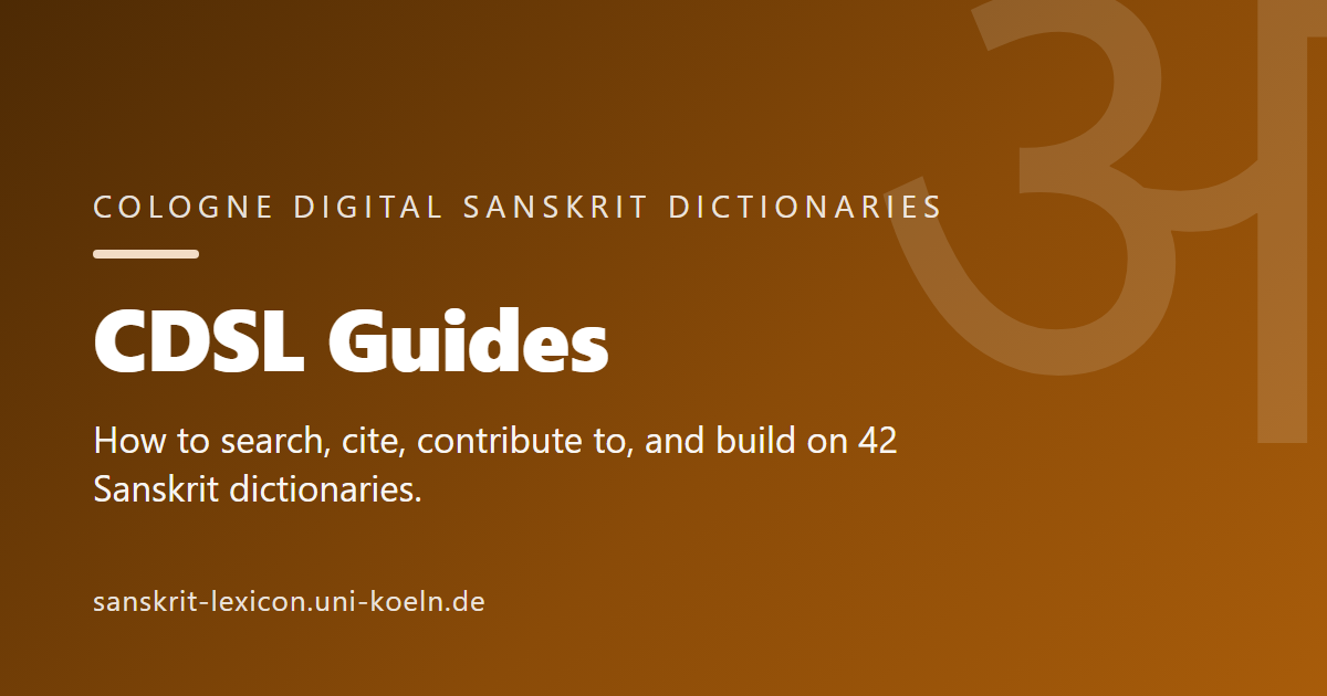 Dictionaries Overview | Cologne Digital Sanskrit Dictionaries